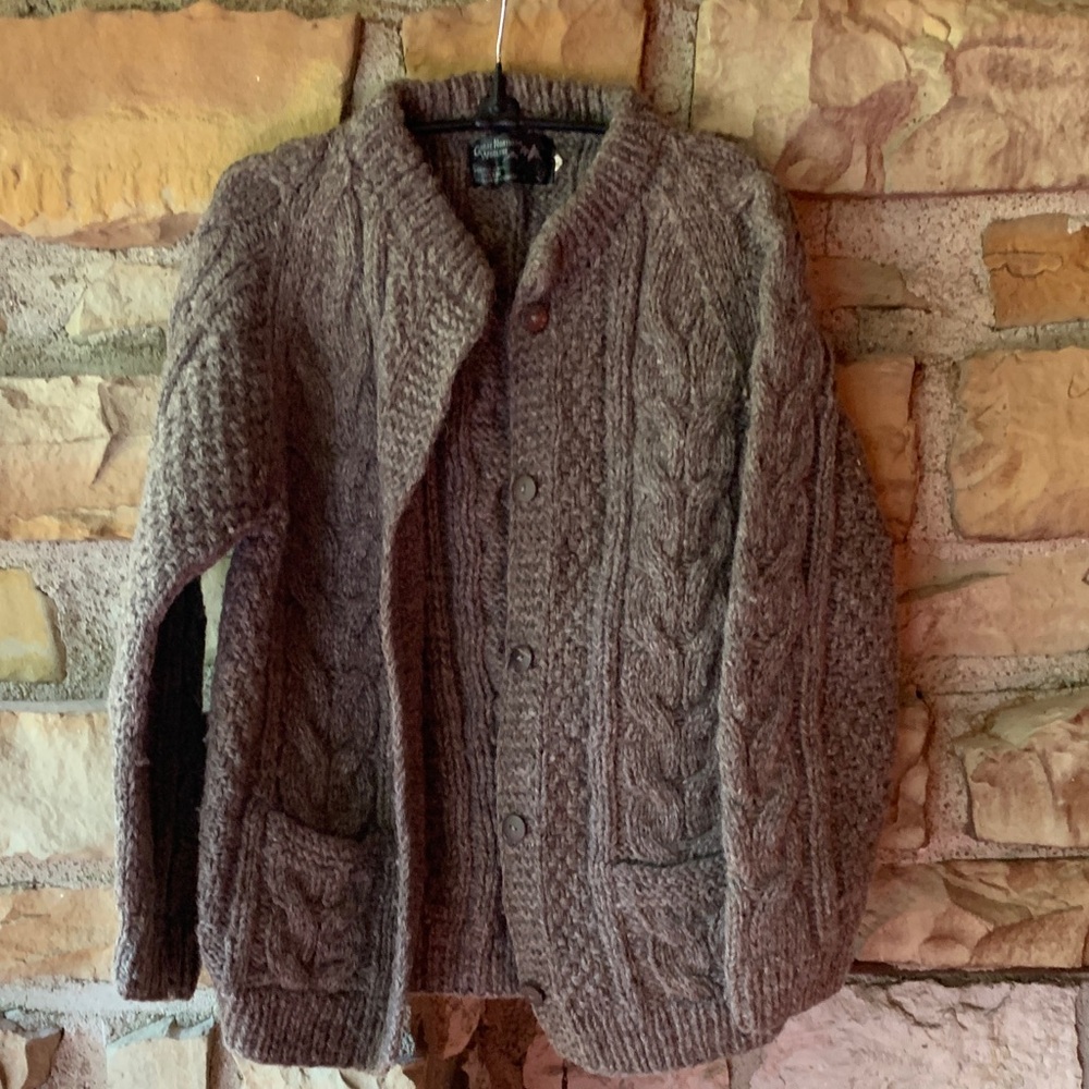 Chunky Wool Cardigan in a Mushroom Color